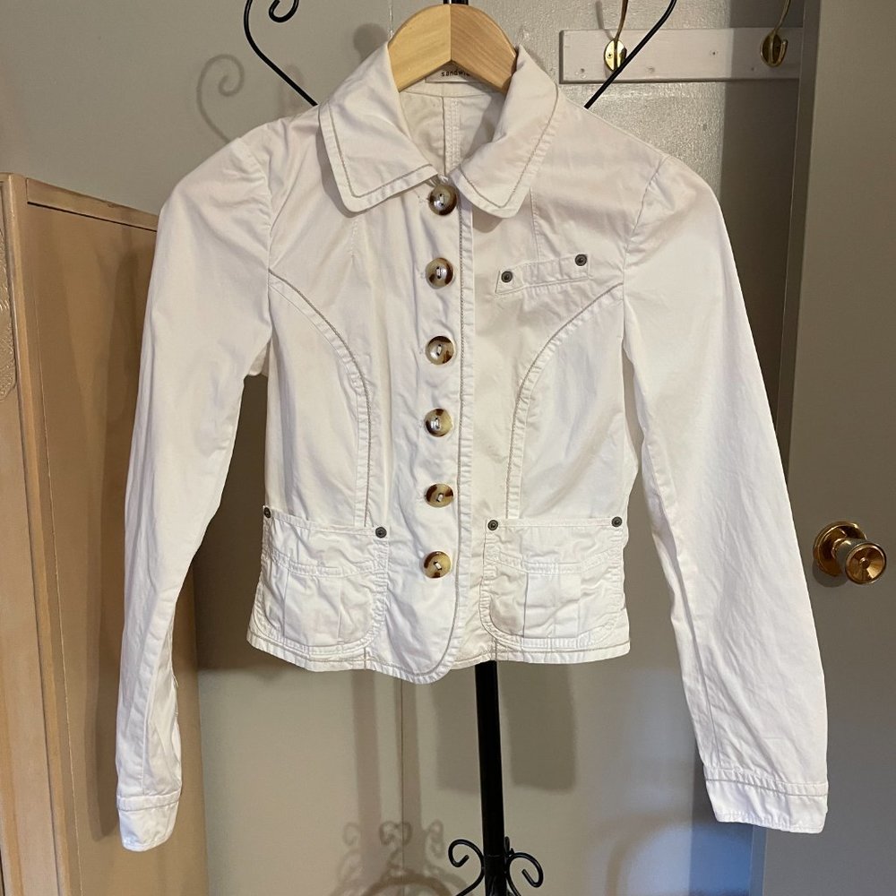 SANDWICH White 100% Cotton Summer Jacket Size 4 EU 34